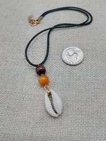 Women Jewelry Set Necklace Earrings Handmade Statement Gift Gold Tone Cowrie Bohemian Minimalist