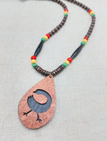 African Sankofa Necklace Wooden Black Adinkra Symbols Ghana Jewelry Unisex