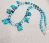 Turquoise Elephant Jewelry Necklace Beaded Women Silver Fashion Statement