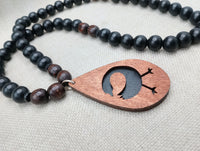 Wooden Sankofa Necklace African Adinkra Black Brown Beaded Men Women Gift Idea