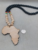 Large Africa Pendant Wooden Necklace Men Jewelry Black Rasta