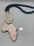 Large Africa Pendant Wooden Necklace Men Jewelry Black Rasta