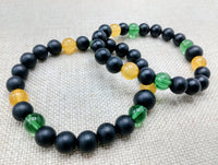 Bracelet Beaded Jamaican Flag Inspired Green Yellow Black Jewelry Handmade