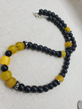 Men Necklace Yellow Black Beaded Handmade Gift Idea Birthday Father's Day