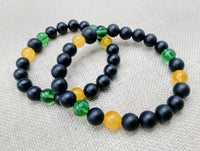 Bracelet Beaded Jamaican Flag Inspired Green Yellow Black Jewelry Handmade