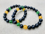 Bracelet Beaded Jamaican Flag Inspired Green Yellow Black Jewelry Handmade