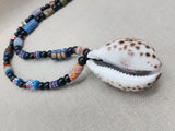Large Cowrie Shell Necklace Whole African Krobo Beads Jewelry Men Black Blue