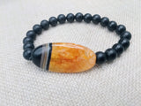 Women Bracelet Agate Black Beaded Jewelry Boho Stretch Handmade