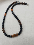 Black Brown Beaded Necklace for Him Agate Men Jewelry Gift for Him