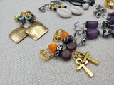 Ethnic Set of 10 Women Clip On Non Pierced Jewelry Wholesale Bulk Beaded Silver Gold