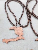 Haiti Necklace Wooden Pendant Brown  Jewelry Men Beaded