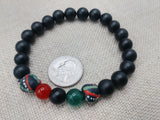 African Bracelet Pan African Jewelry Beaded Red Black Green Stretch