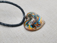 Heart Necklace Love Women Jewelry Murano Blue Gold Black Leather Cord Gift Ideas