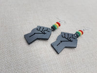 Juneteenth Necklace Black Fist Jewelry Set Women Earrings Red Yellow Green Wooden Handmade Statement