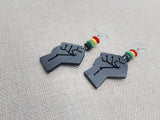 Juneteenth Necklace Black Fist Jewelry Set Women Earrings Red Yellow Green Wooden Handmade Statement