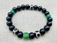 Bracelets Green Black Beaded Jewelry Ethnic Handmade Statement Gift Size 7.5 Inches