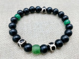 Bracelets Green Black Beaded Jewelry Ethnic Handmade Statement Gift Size 7.5 Inches