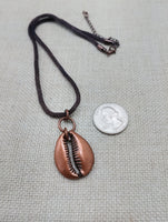Large Cowrie Pendant Necklace Copper Jewelry Unisex Unique