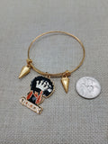Black Women Bangle Charm Bracelet Queen Jewelry Set of 2 Sankofa Cowrie Gye Nyame Stainless Steel