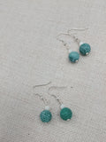 Green White Beaded Earrings Women Round Jewelry Crackle Ethnic