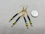 Jamaica Earrings Women Gold Long Beaded Jewelry Handmade Beaded Green Yellow Black