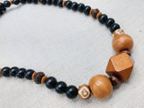 Men Necklace Beaded Jewelry Black Wood Gift Ideas Ethnic Statement Handmade
