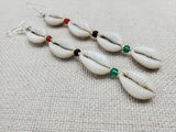 Women Earrings Beaded Jewelry Handmade Red Black Green Pan African Cowrie Long Dangle