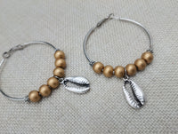 Silver Hoop Earrings Cowrie Shell Gold Women Dangle Jewelry