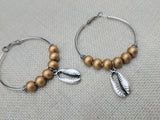 Silver Hoop Earrings Cowrie Shell Gold Women Dangle Jewelry