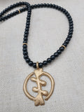 African Adinkra Gye Nyame Necklace Black Brass Jewelry Unisex