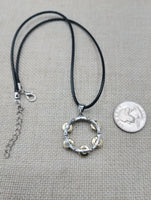 Tambourine Necklace Silver Gold Tone Black Cord Church Jewelry Music Church