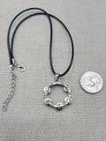 Tambourine Necklace Silver Gold Tone Black Cord Church Jewelry Music Church