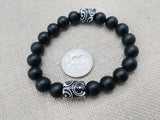 Men Bracelets Beaded Black White Fashion Statement Jewelry Handmade Unisex Size 7.5 Stretch