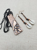 Copper Jewelry Set Bird Necklace Earrings Summer Long Dangle Women Gift