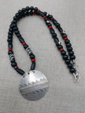 Women's Tribal Silver Black Red Beaded Ethnic Pendant Statement Jewelry