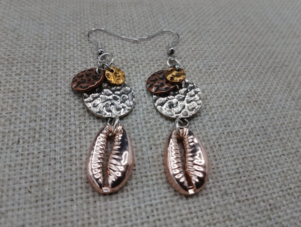 Cowrie Earrings Metal Copper Silver Gold Dangle Women Jewelry Fashion