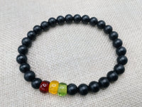 Ghana Bracelets Red Black Green African Jewelry Stretch Handmade Size 8