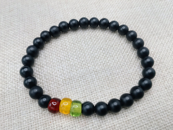 Ghana Bracelets Red Black Green African Jewelry Stretch Handmade Size 8