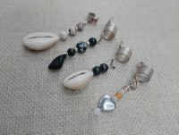 Dreadlocks Hair Accessories Jewelry Cowrie Stone Beaded Silver Twist Braids Locs Set of 4