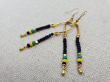 Jamaica Earrings Women Gold Long Beaded Jewelry Handmade Beaded Green Yellow Black