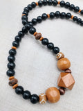 Men Necklace Beaded Jewelry Black Wood Gift Ideas Ethnic Statement Handmade