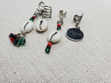 Pan African Locs Hair Jewelry Dangle Silver Red Black Green Beaded Proverbs 3:5 Cowrie