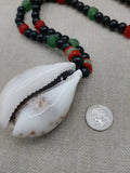 Large Cowrie Shell Men Necklace Jewelry Beaded Red Black Green Handmade African