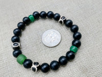 Bracelets Green Black Beaded Jewelry Ethnic Handmade Statement Gift Size 7.5 Inches