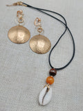 Women Jewelry Set Necklace Earrings Handmade Statement Gift Gold Tone Cowrie Bohemian Minimalist