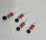 Women Earrings Black Brown Small Dangle Beaded Jewelry Silver
