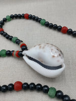 Large Cowrie Shell Men Necklace Jewelry Beaded Red Black Green Handmade African