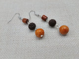 Women Earrings Beaded Ethnic Dangle Brown Orange Jewelry