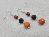 Women Earrings Beaded Ethnic Dangle Brown Orange Jewelry