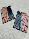 Wood Leaf Earrings Mahogany Carved Dangle Nature Women Gift Idea Unique